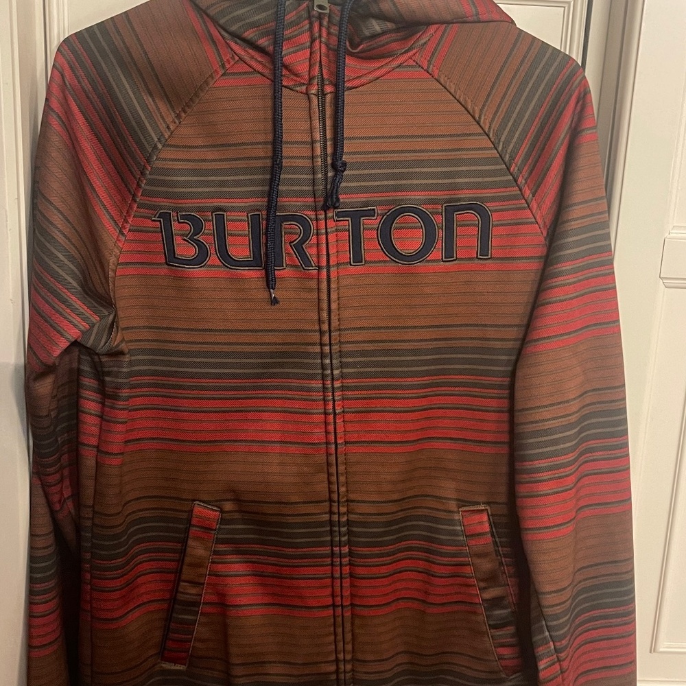 Burton hooded zip up fleece lined sweatshirt